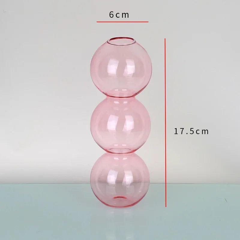 Elegant Glass Vase Home Decor Accent - pink-high 16cm - Vase