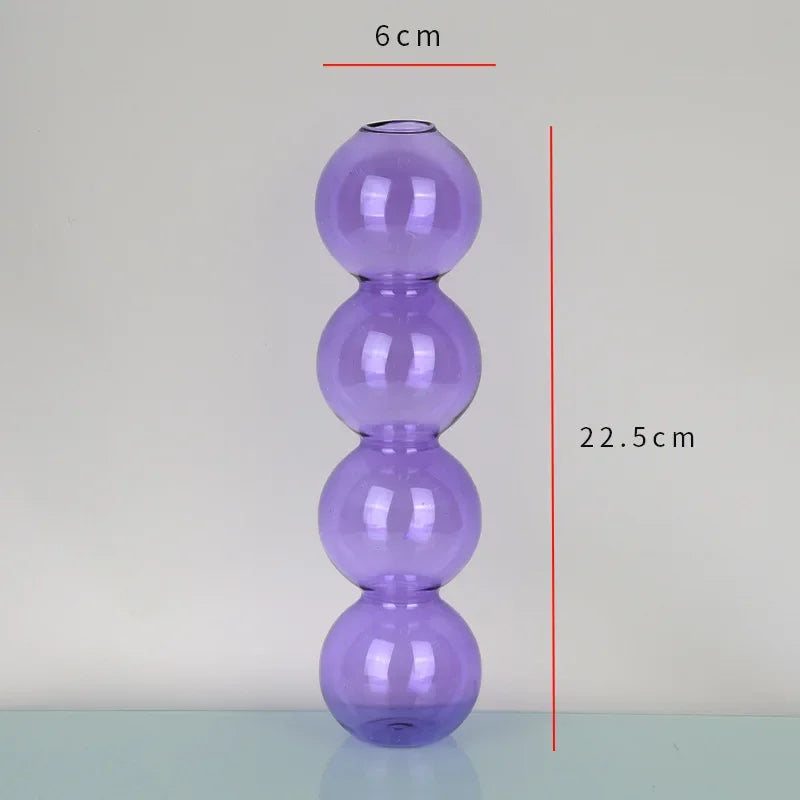 Elegant Glass Vase Home Decor Accent - purple-high 22cm - Vase