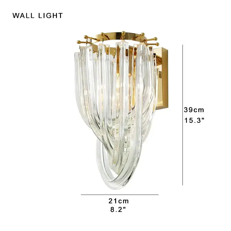 Elegant gold and glass crystal pendant lights with cascading clear glass prisms for kitchen island lighting