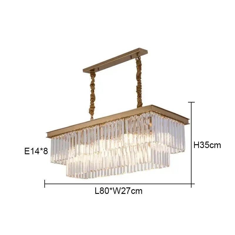 Elegant gold and black crystal round ceiling chandelier with gold-toned rectangular frame and cascading crystal prisms
