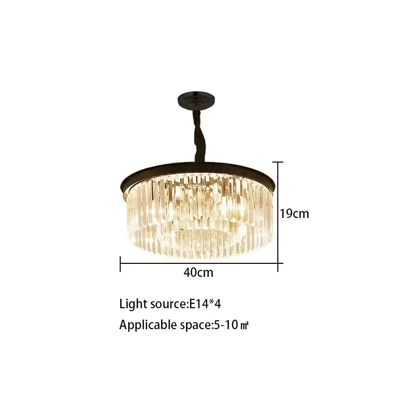 Elegant gold and black decorbites crystal round ceiling chandelier with dark bronze finish and cascading clear crystal prisms