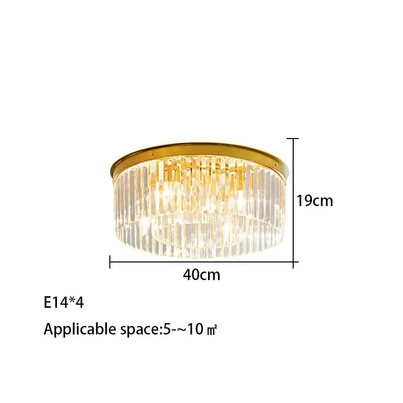 Elegant gold and black decorbites crystal round ceiling chandelier with clear crystal rods for dining room decor