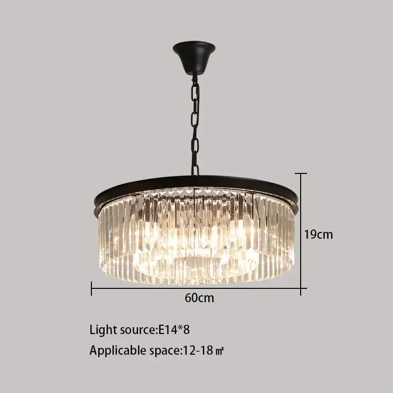 Elegant gold and black crystal round ceiling chandelier with clear faceted crystal rods for dining room decorbites crystal round