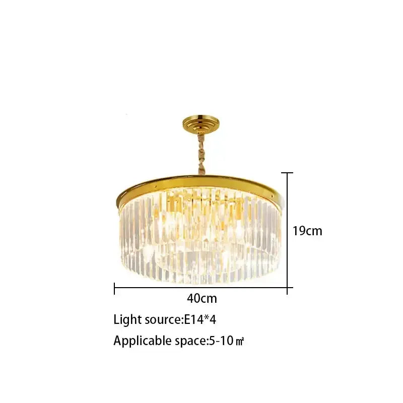 Elegant gold and black crystal round ceiling chandelier with gold-toned frame and cascading clear crystal prisms decorbites crystal round