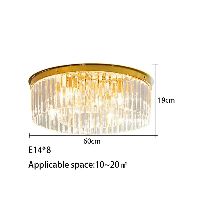 Elegant gold and black crystal round ceiling chandelier with clear vertical crystal prisms for dining room decorbites crystal round