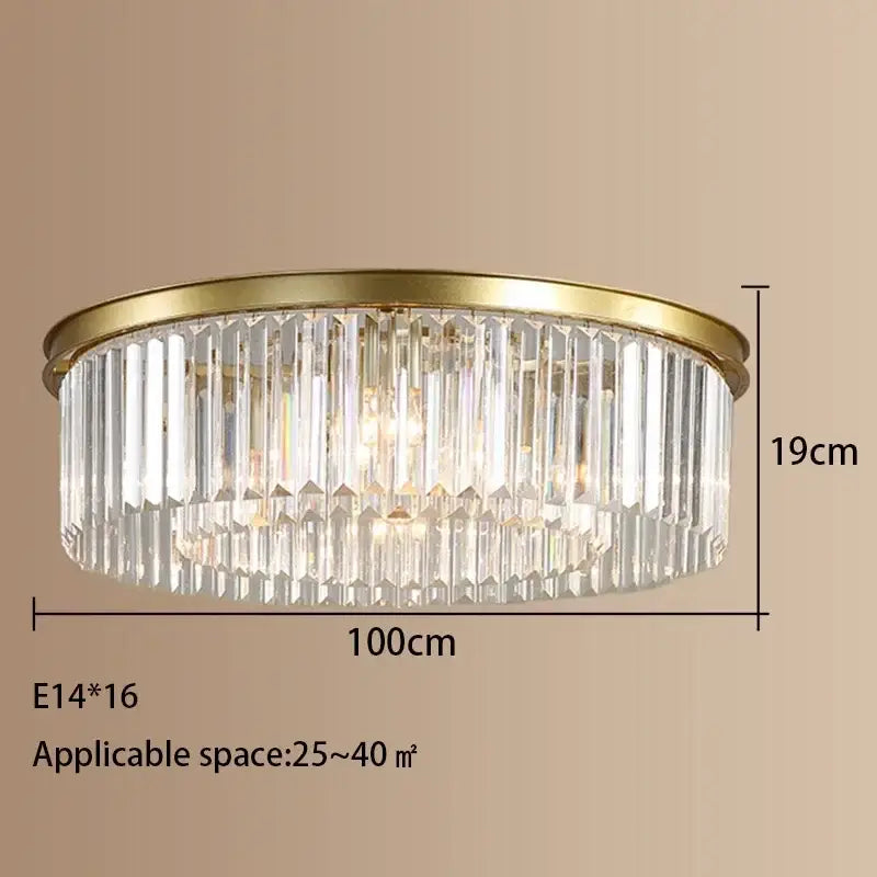 Elegant gold and black decorbites crystal round ceiling chandelier with vertical crystal rods for dining room decor