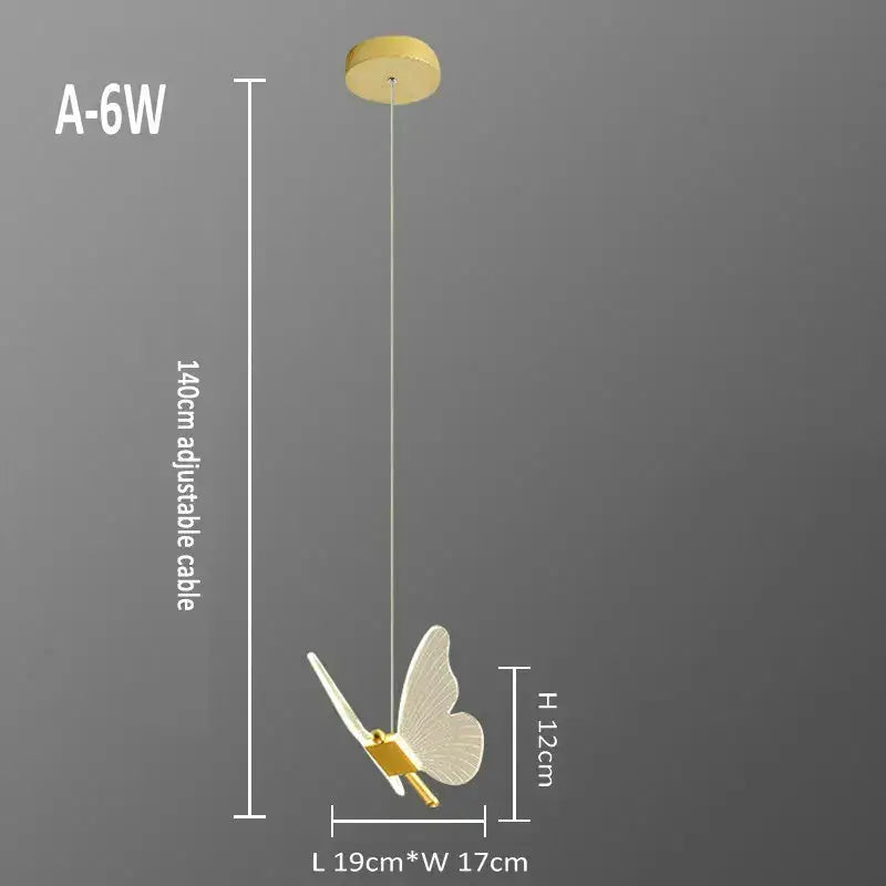 Elegant gold butterfly pendant lamp with translucent wings and sleek modern design for bedroom decorbites butterfly pendant