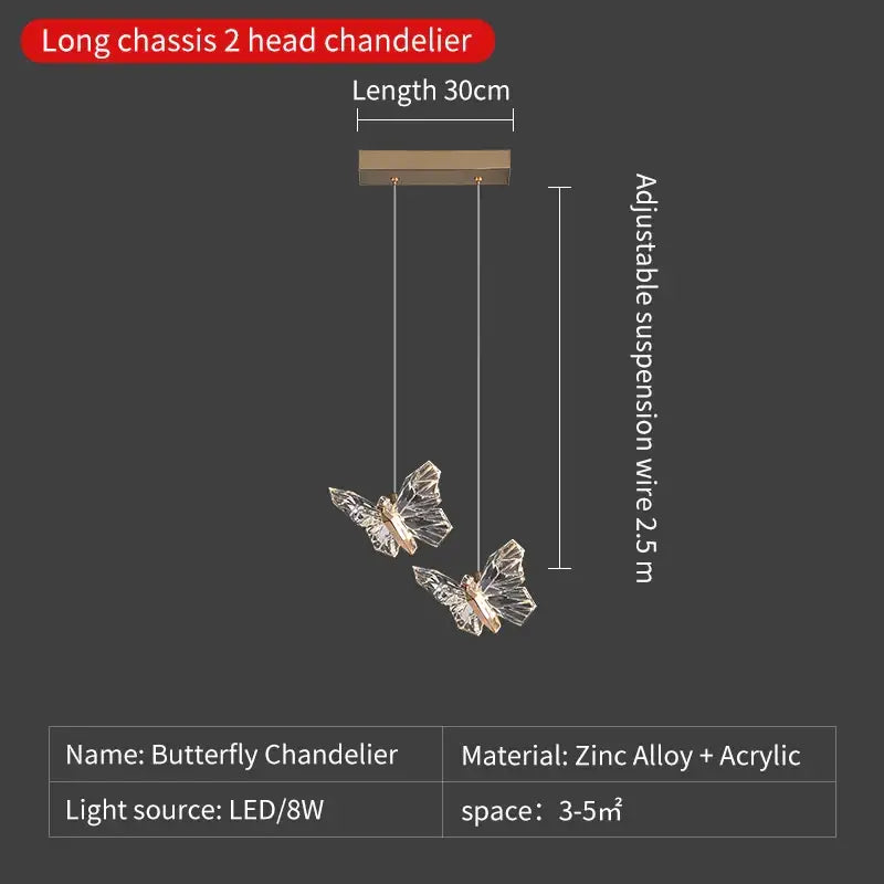 Elegant gold crystal butterfly ladder pendant light with translucent wings suspended from zinc alloy fixture for stairs decorbites butterfly ladder