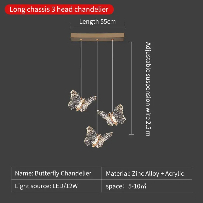 Elegant gold crystal butterfly ladder pendant lights for stairs featuring a delicate decorbites butterfly ladder chandelier