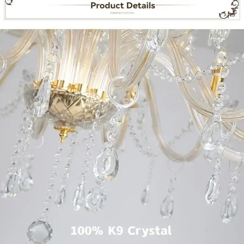 Elegant gold crystal candelabra pendant chandelier with gold-toned metal accents and teardrop-shaped k9 crystals for dining room decorbites crystal candelabra
