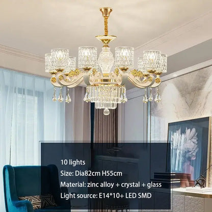 Elegant gold crystal chandelier with ten lights featuring intricate crystal and glass elements for dining room decorbites elegant crystal chandelier