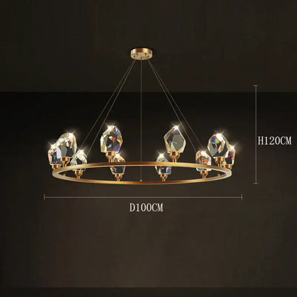 Elegant gold crystal chandelier dining room pendant light with circular frame and faceted crystal pendants decorbites elegant chandelier