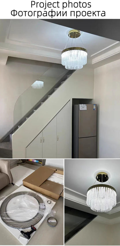 Elegant Gold Crystal Chandelier for Home Lighting - Chandelier