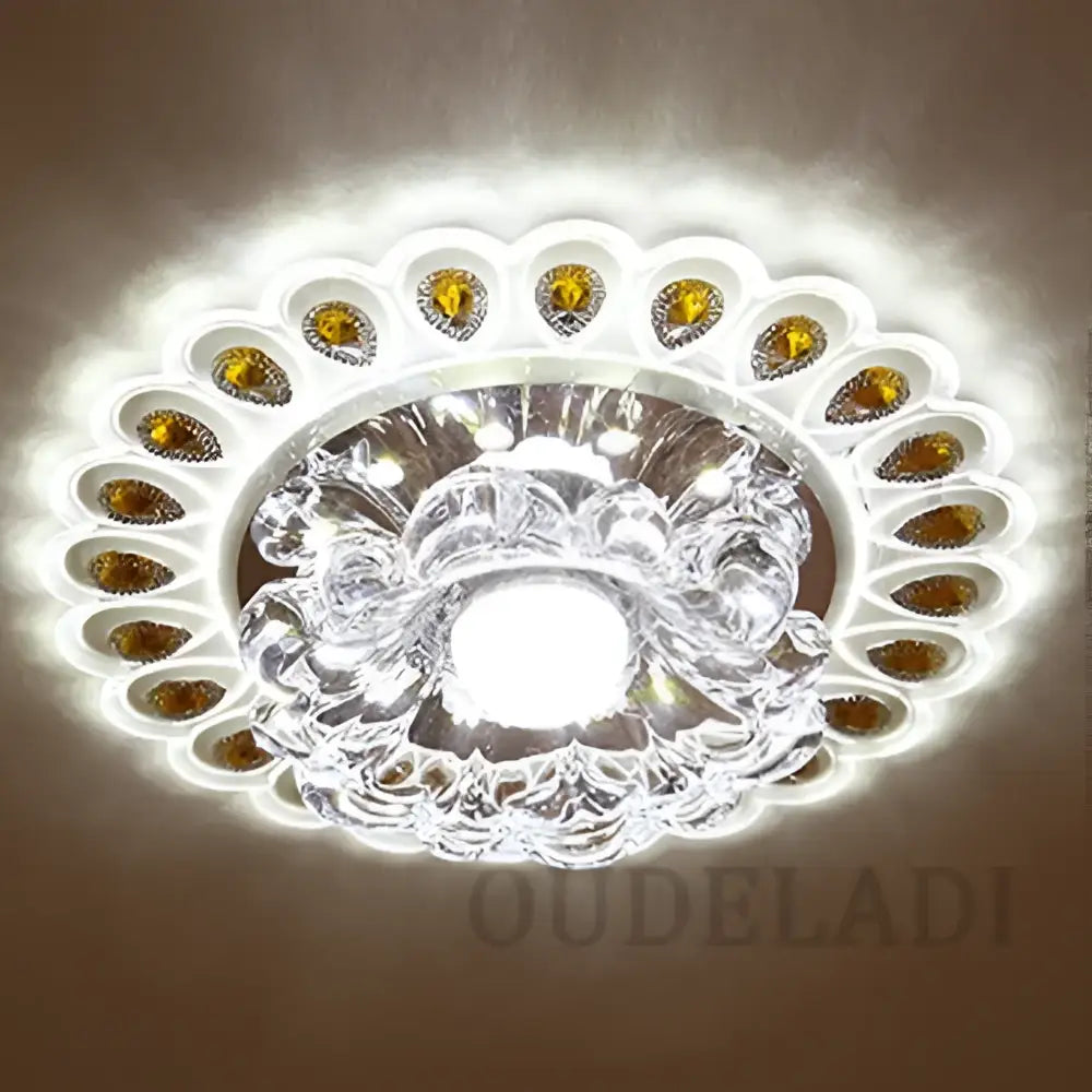 Elegant gold ceiling light with crystal glass led bulb, amber gemstones, and clear glass accents for living room decorbites crystal glass