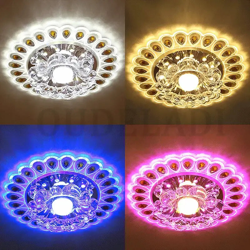 Elegant gold crystal glass led ceiling light with central bulb and amber accents for living room decorbites crystal glass