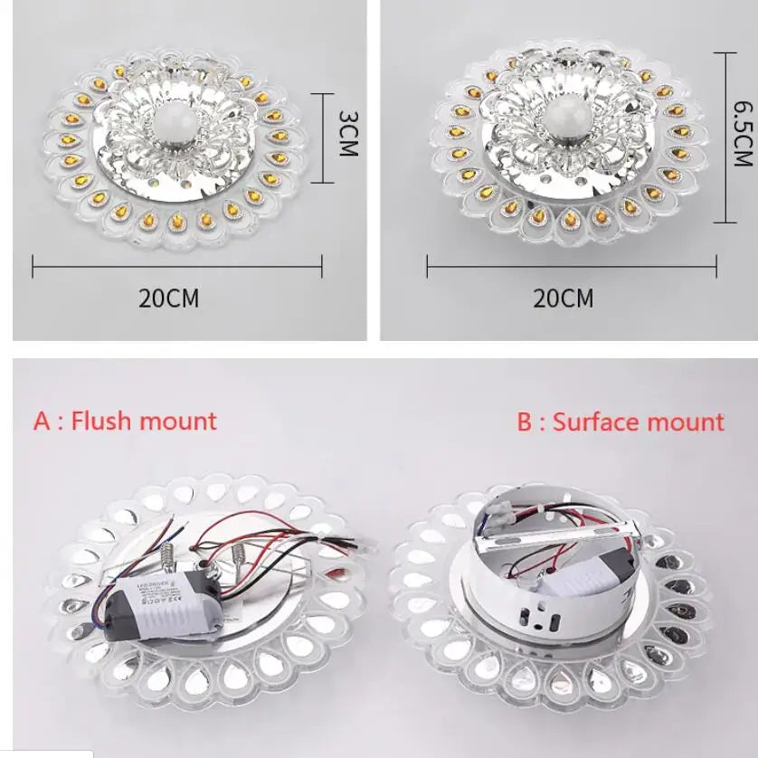 Silver ornate ceiling light with floral design and embedded led lights for decorbites crystal glass led decor