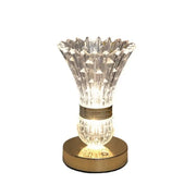 Elegant gold crystal led vase table lamp with crystal-cut glass and metallic band for bedroom decorbites crystal led decor