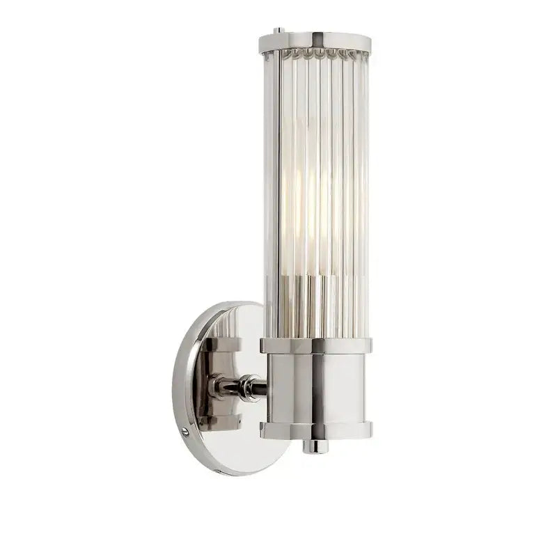 A sleek modern wall light with polished chrome and vertical glass rods for elegant decorbites crystal led wall decor