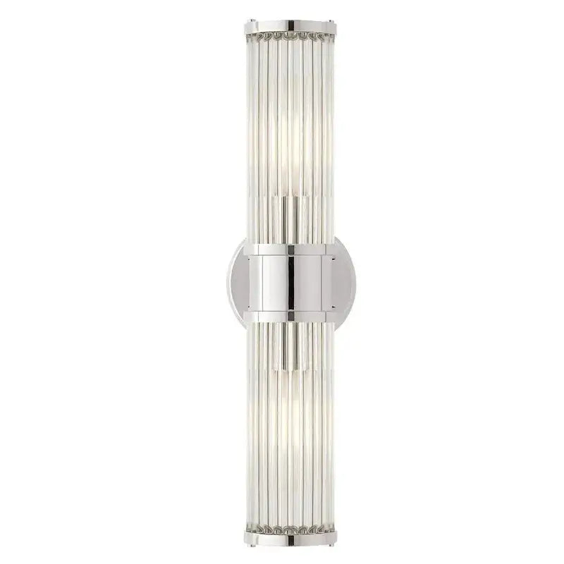 Elegant gold crystal led wall lights featuring vertical glass rods in polished chrome trim for modern decorbites crystal led wall lighting