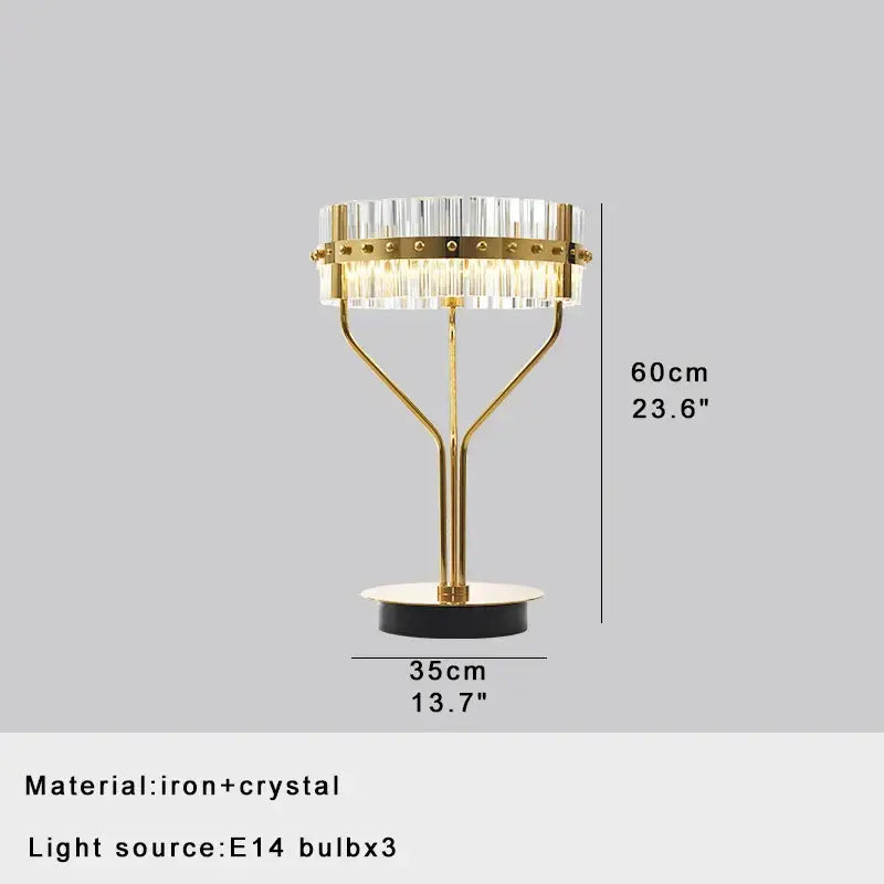 Elegant gold crystal table decor lamp with crystal fringe design and iron base for bedroom desk lighting decorbites crystal table