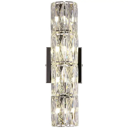 Elegant gold crystal wall lamp with stacked faceted crystal cylinders and sleek chrome finish for wall lamp decorbites crystal wall
