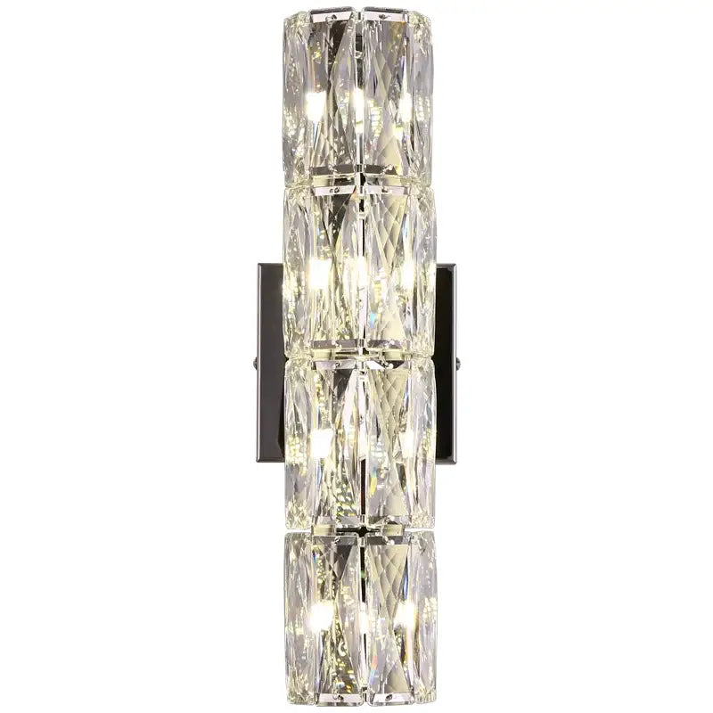 Elegant gold crystal wall lamp with stacked faceted crystal cylinders and sleek chrome finish for wall lamp decorbites crystal wall