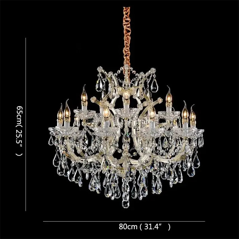Elegant gold decorbites crystal candle chandelier with teardrop crystals and metal frame for villa hall decor