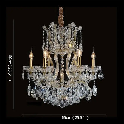 Elegant gold decorbites crystal candle chandelier with multi-tier glass ornaments for villa hall lighting