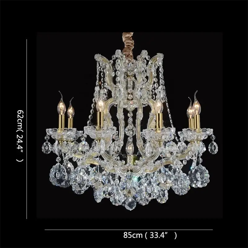 Elegant gold decorbites crystal candle chandelier with multiple candle-style bulbs for villa hall lighting