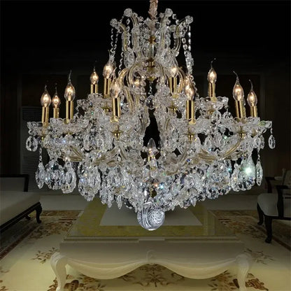 Elegant gold decorbites crystal candle chandelier with multi-tiered crystal design for villa hall lighting