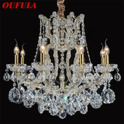 Elegant gold decorbites crystal candle chandelier with multiple candle-style bulbs for villa hall lighting