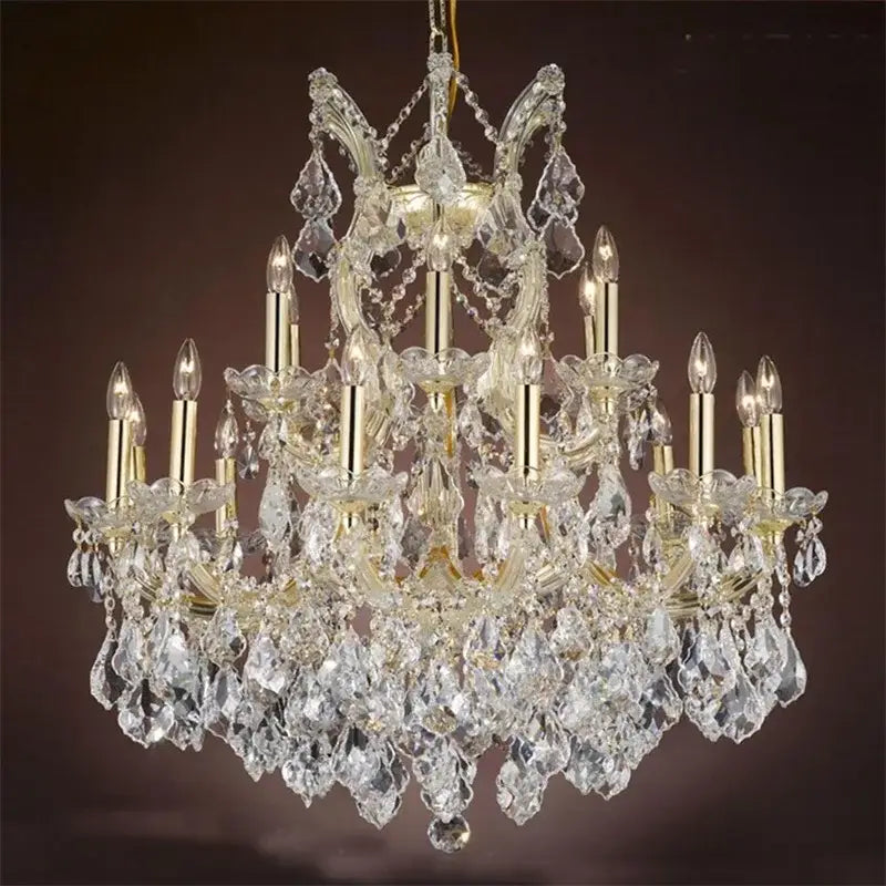 Elegant gold decorbites crystal candle chandelier with sparkling crystal and candle-style bulbs for villa hall lighting