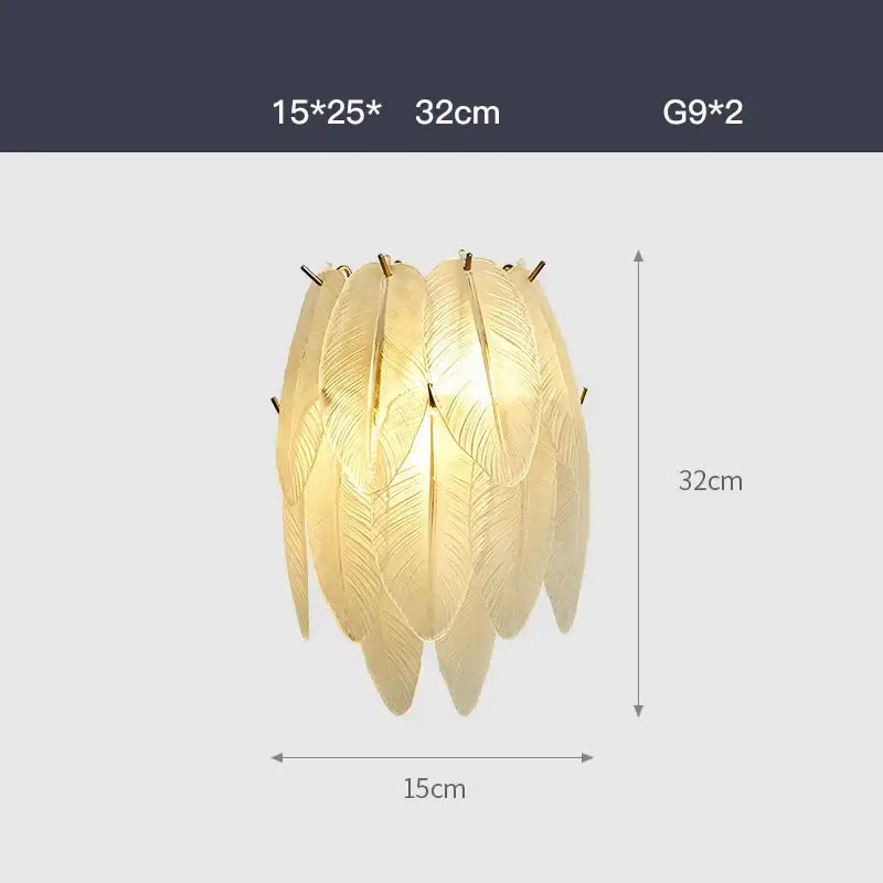 Elegant gold glass feather led hanging chandelier with intricate leaf detailing for foyer lighting