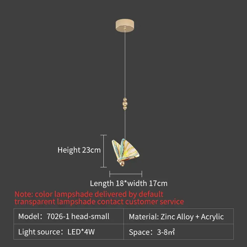 Elegant gold iridescent butterfly stairs bar pendant light with translucent acrylic shade and zinc alloy frame for decorbites