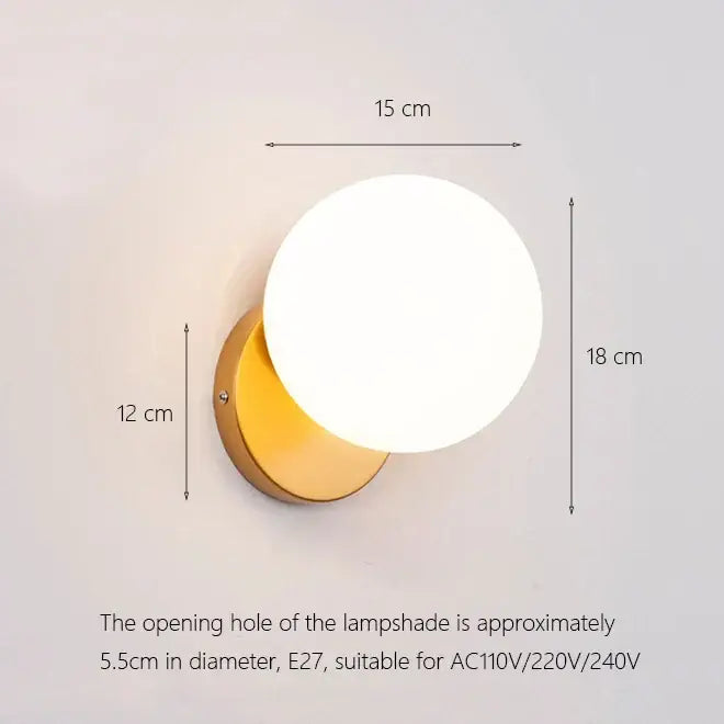 Modern minimalist wall lamp with frosted glass shade and brushed gold decorbites iron wall lamp for bedroom decor
