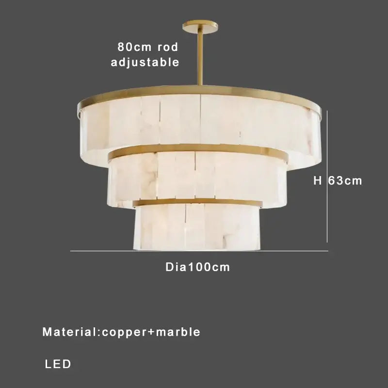 Elegant gold marble tiered pendant light with white marble rings and gold copper accents for dining room decorbites gold marble