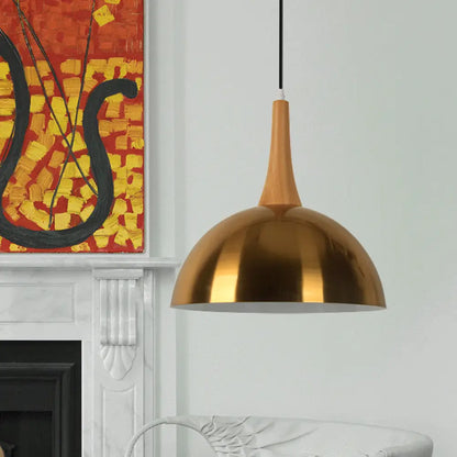 Elegant Gold Metal Hanging Lamp: One Head Bowl Pendant Lighting for Cafe Dining Table