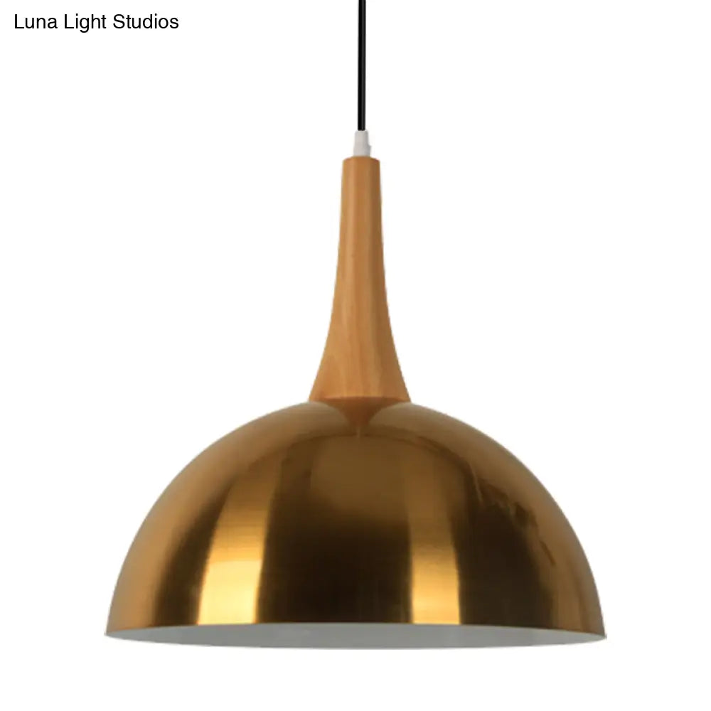 Elegant Gold Metal Hanging Lamp: One Head Bowl Pendant Lighting for Cafe Dining Table