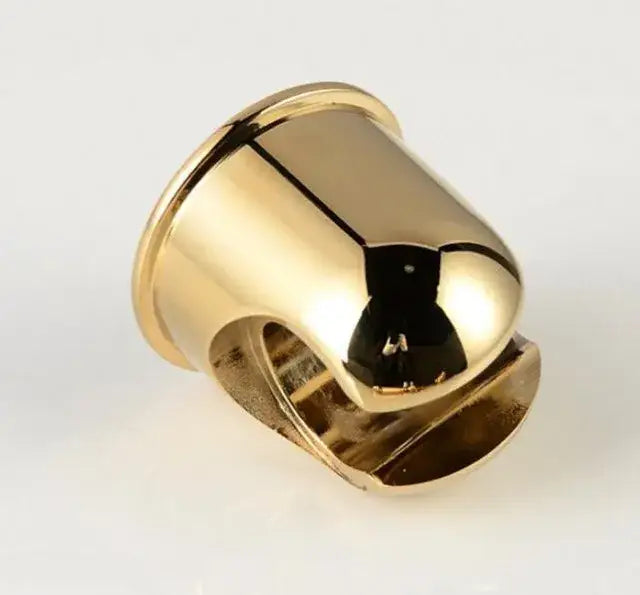 Gold-colored polished metal ring with rounded top and open band for elegant gold and silver handheld bidet sprayer bathroom kit