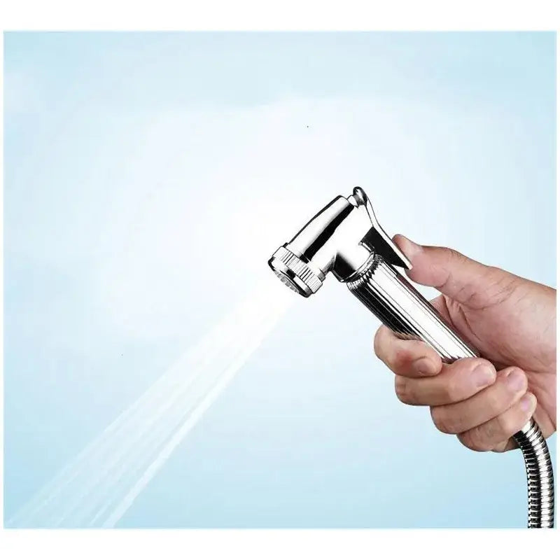 Shiny chrome-finished handheld bidet sprayer with flexible hose from elegant gold and silver handheld bidet sprayer set bathroom kit