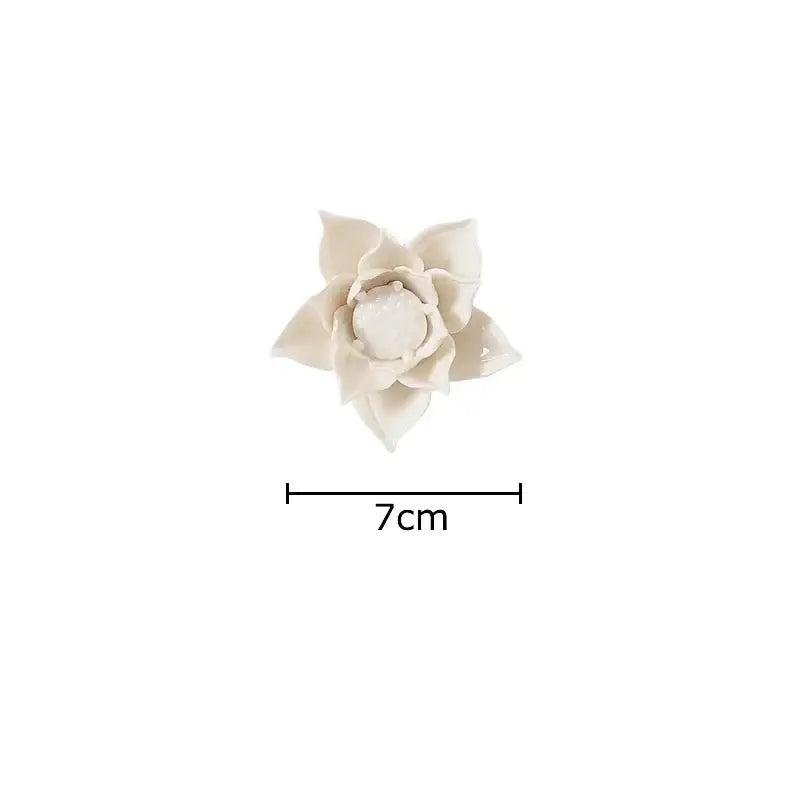 A delicate off-white ceramic flower ornament 7cm diameter elegant porcelain peony wall ornaments decorbites elegant porcelain