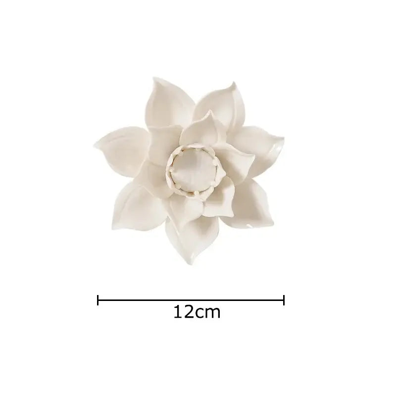 A delicate white ceramic lotus flower ornament 12cm diameter from decorbites elegant porcelain wall ornaments collection