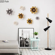 Elegant gold and silver porcelain peony wall ornaments featuring intricate petal designs for living room decorbites decor