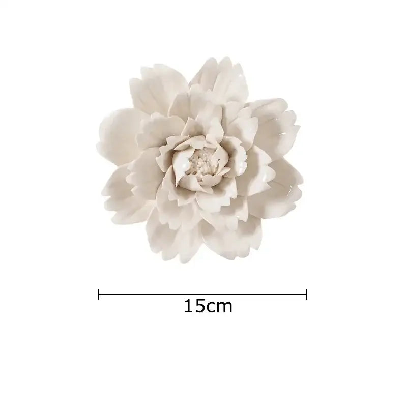 A delicate off-white elegant porcelain peony wall ornament 15cm in diameter for decorbites elegant porcelain decor