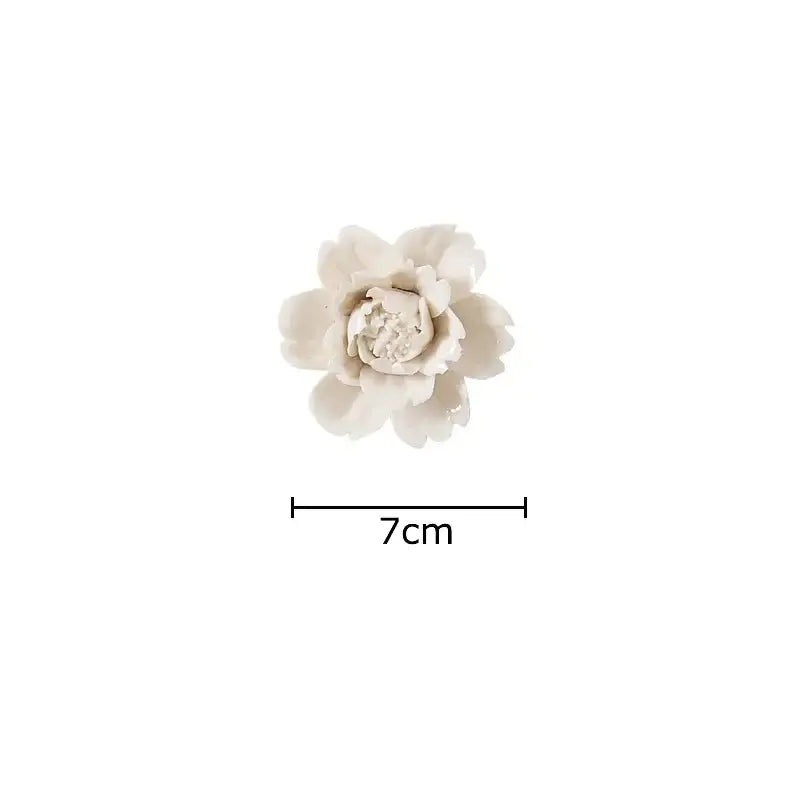 Delicate off-white elegant porcelain peony wall ornament 7cm diameter for decorbites elegant porcelain living room decor