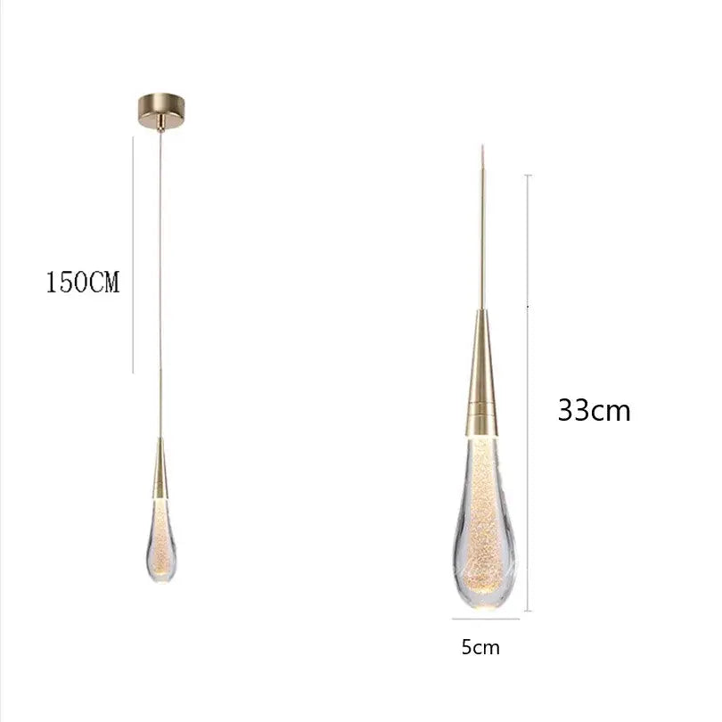 Elegant gold teardrop pendant lights with decorbites crystal glass led design for dining room lighting decor