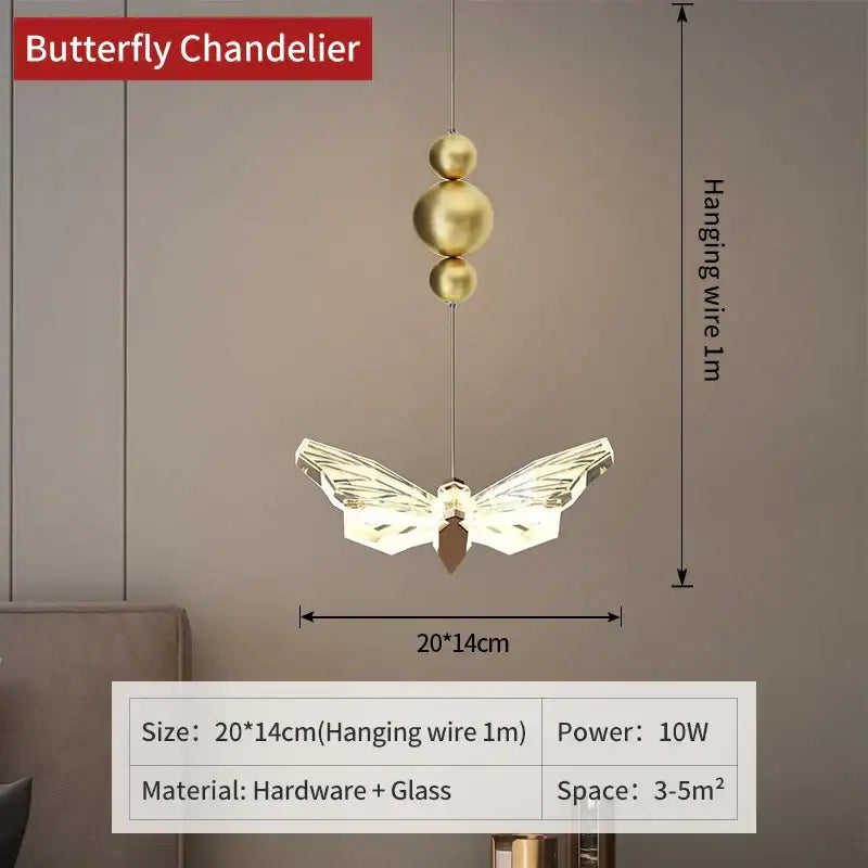 Elegant golden decorbites butterfly chandelier floor lamp with gold-toned wings and spherical hardware accents for bedroom