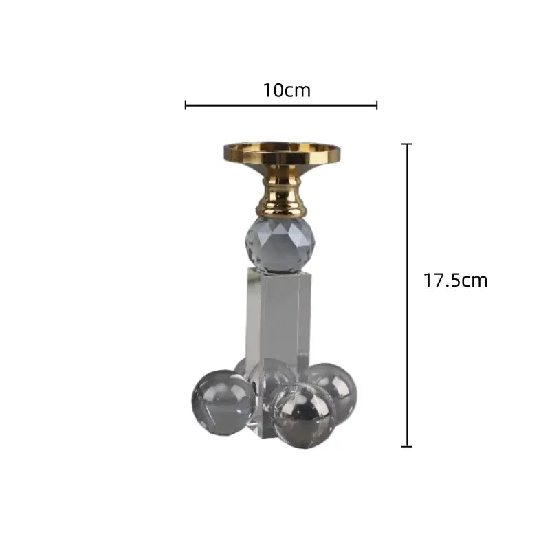 Elegant gray and gold clear crystal geometric candle holder with faceted spheres for dining room decorbites clear crystal decor