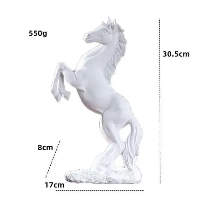 Elegant white horse resin sculpture with detailed mane and tail on textured base for decorbites horse resin decor