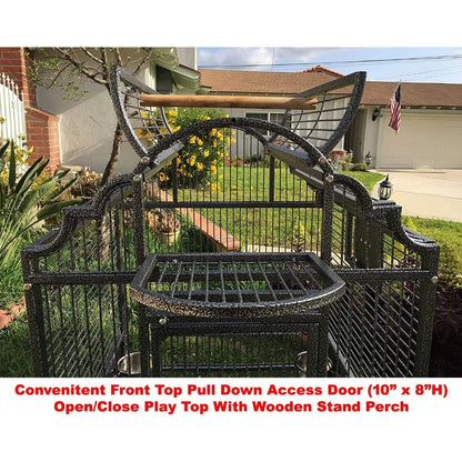 Elegant Large Wrought Iron Bird Cage (24’’ W) - None / United States